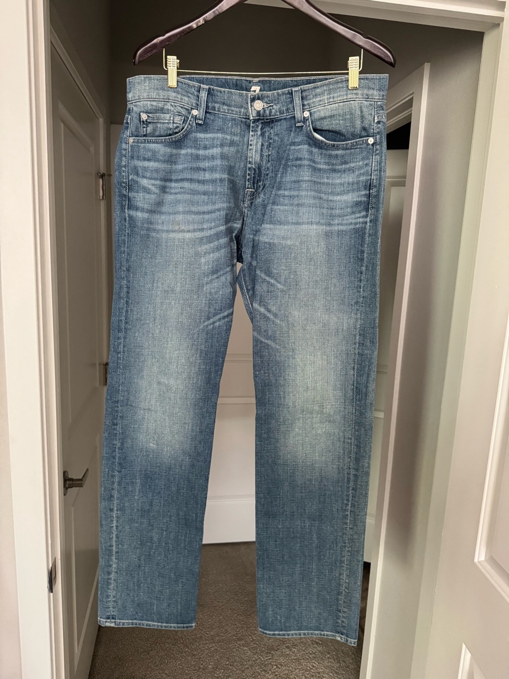 7 For All Mankind Classic Blue Straight-Leg Men’s Jeans 34x32
